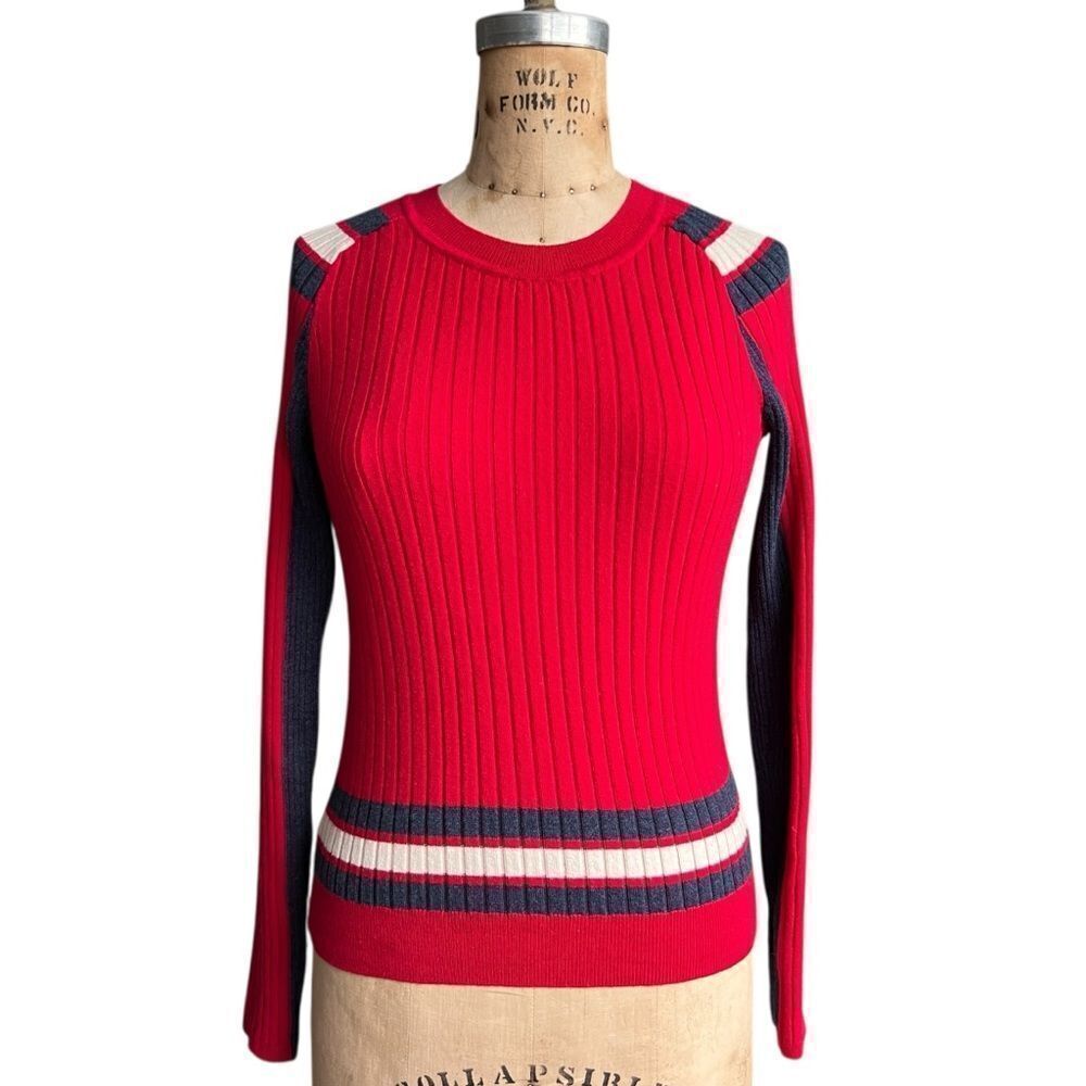 Rag & Bone Red Ribbed Merino Wool Sweater Size S/P